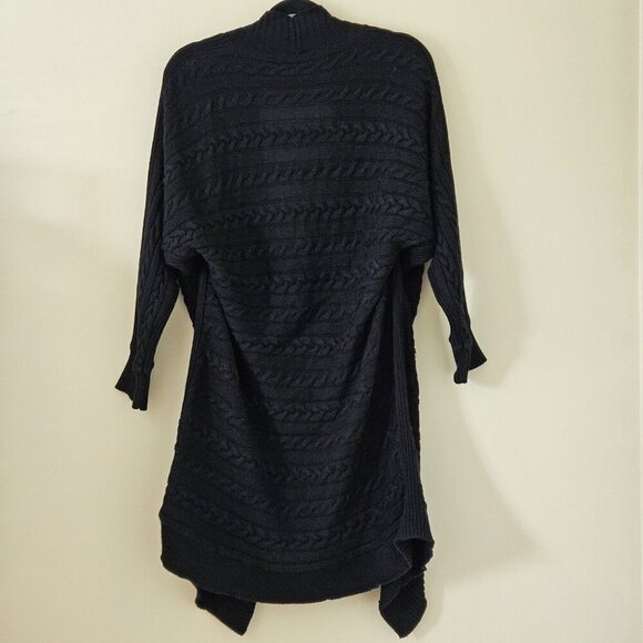 Lauren Ralph Lauren Cardigan Womens 1X Black Open Cable Knit Dolman 3/4 Sleeve - Picture 15 of 15